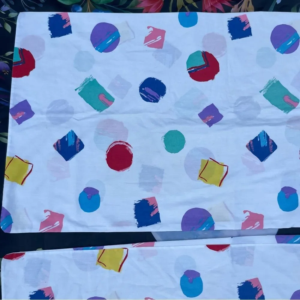 Vintage Colorful Abstract Springs Brand KING Size Pillowcase Set of 2 EUC 90's?